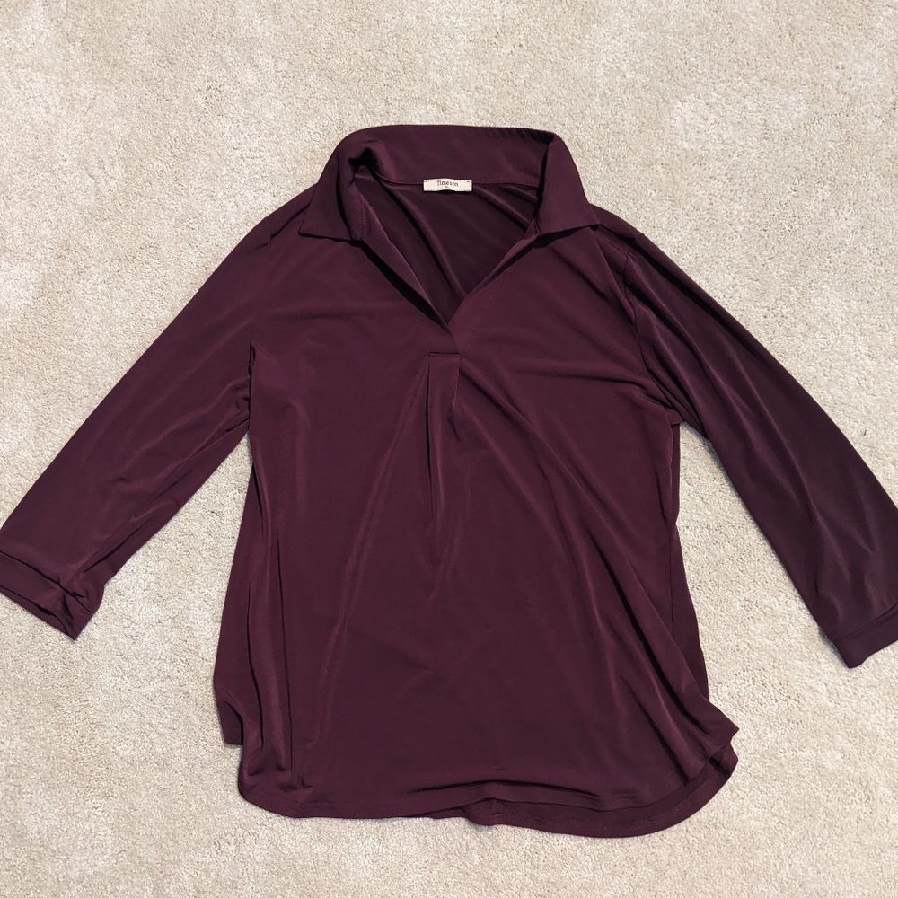 Women's V Neck Blouse 3/4 Sleeve Tunic